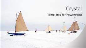 Presentation with winter ice - Presentation theme enhanced with ice sailing on the gouwzee in winter in the netherlands background and a white colored foreground
