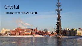  Presentation with height - Presentation having ice sculpture - monument to peter great background and a  colored foreground