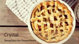  Presentation with homemade pastry apple pie pies - Colorful theme enhanced with ice sheet - homemade apple pie on wooden backdrop and a coral colored foreground