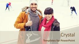  Presentation with ice rink - Amazing slide deck having ice-skates on skating rink backdrop and a soft green colored foreground