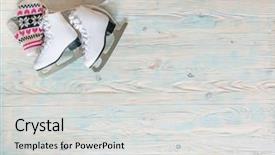  Presentation with skating - Cool new PPT theme with ice skates with mitten backdrop and a light gray colored foreground