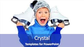  Presentation with figure skating - Presentation theme with ice skating - cheerful little boy in warm background and a royal blue colored foreground