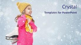  Presentation with pastel cute - Slide deck enhanced with ice skating - cute little girl is going background and a sky blue colored foreground