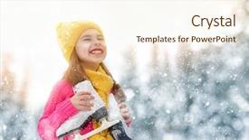  Presentation with outdoors - Presentation theme with ice skating - cute little girl is going background and a cream colored foreground