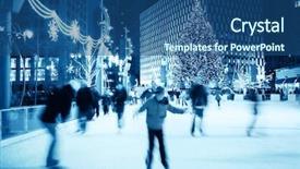  Presentation with ice rink - Beautiful slide deck featuring ice skating at christmas motion backdrop and a ocean colored foreground