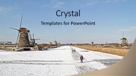  Presentation with skating - Slide deck enhanced with ice skating at kinderdijk in the netherlands background and a light blue colored foreground