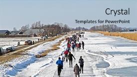  Presentation with skating - Slide set consisting of wintersports - ice skating in the countryside background and a light blue colored foreground