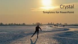  Presentation with skating - Slides featuring ice skating in the countryside from the netherlands at sunset background and a coral colored foreground