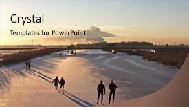  Presentation with skating - PPT layouts with ice skating in the countryside from the netherlands at sunset background and a lemonade colored foreground