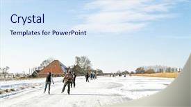  Presentation with skating - Presentation theme with ice-skating-in-the-countyside background and a sky blue colored foreground