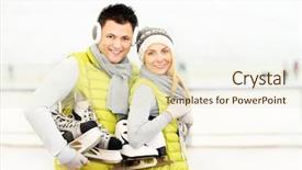  Presentation with ice rink - Slide set with ice-skating on a rink background and a lemonade colored foreground