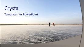  Presentation with lake ice - Beautiful PPT theme featuring ice skating on a wide backdrop and a sky blue colored foreground