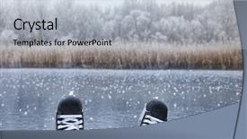  Presentation with lake ice - Slides having ice skating on frozen lake background and a  colored foreground