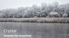  Presentation with lake ice - Audience pleasing PPT theme consisting of ice-skating-on-frozen-lake backdrop and a gray colored foreground