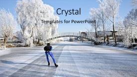  Presentation with canals - Beautiful presentation theme featuring wintersports - ice skating on the canals backdrop and a light blue colored foreground