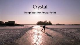  Presentation with skating - Slide deck enhanced with ice skating on the gouwzee in the netherlands at sunset background and a light blue colored foreground