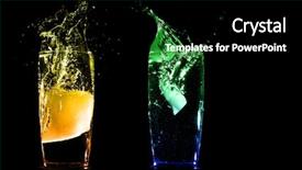  Presentation with splashing - Cool new PPT theme with ice splashing into tropical exotic cocktails isolated on a black background backdrop and a black colored foreground