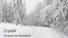  Presentation with winter storm - Amazing PPT theme having ice storm - winter road backdrop and a light gray colored foreground