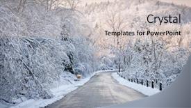  Presentation with winter ice - Slides featuring scenic winter road through icy background and a light gray colored foreground