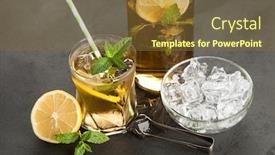  Presentation with ice lemon tea - Amazing slides having ice tea with lemon and mint backdrop and a tawny brown colored foreground