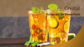  Presentation with ice lemon tea - Beautiful PPT layouts featuring ice-tea-with-lemon backdrop and a gold colored foreground