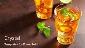  Presentation with ice lemon tea - Presentation theme with ice-tea-with-lemon background and a tawny brown colored foreground