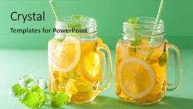  Presentation with ice lemon tea - Cool new presentation design with  backdrop and a  colored foreground