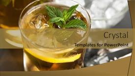  Presentation with ice lemon tea - PPT layouts having ice-tea-with-lemon background and a gold colored foreground