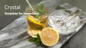  Presentation with ice lemon tea - Cool new presentation theme with ice-tea-with-lemon backdrop and a gray colored foreground