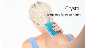  Presentation with vitamin c gel - Slide deck having ice therapy - blonde woman putting gel pack background and a pink colored foreground