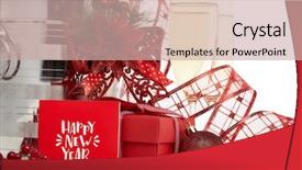  Presentation with new year card - Cool new PPT theme with ice two full champagne flute backdrop and a soft green colored foreground