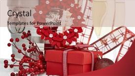  Presentation with year still life christmas - Slides enhanced with ice two full champagne flute background and a coral colored foreground