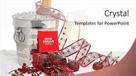  Presentation with year still life christmas - Slides having ice two full champagne flute background and a white colored foreground