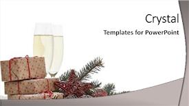  Presentation with year still life christmas - Colorful PPT theme enhanced with ice two full champagne flute backdrop and a white colored foreground