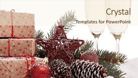  Presentation with year still life christmas - Slide deck enhanced with ice two full champagne flute background and a cream colored foreground