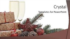  Presentation with year still life christmas - Theme having ice two full champagne flute background and a white colored foreground