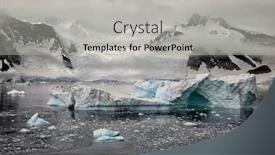  Presentation with iceberg - PPT theme consisting of iceberg-and-icy-waters background and a light gray colored foreground