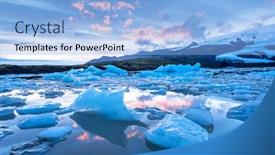  Presentation with cold water - Slide set featuring icebergs-along-the-shore background and a light blue colored foreground
