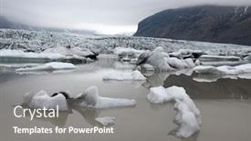  Presentation with misty - Slide set featuring icebergs in fjallsarlon glacial lagoon picturesque landscape with misty mountains and large glacier vatnajokull national park southeast iceland europe background and a gray colored foreground