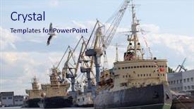  Presentation with ship - Slide deck having icebreaker - color photo of a ship background and a  colored foreground