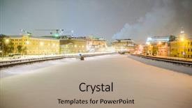  Presentation with winter river - Slides with icebreaker - moscow russia - march 10 background and a  colored foreground