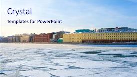  Presentation with cameroon river - Slide deck enhanced with icebreaker - winter embankment of moscow river background and a  colored foreground