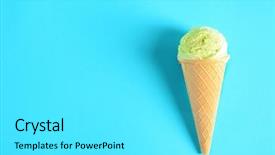  Presentation with ice cream cone - Slide set having icecream - delicious ice cream in waffle background and a white colored foreground