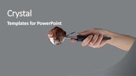 Presentation with chocolate dessert - Beautiful slides featuring icecream - female hand holds delicious dairy backdrop and a gray colored foreground