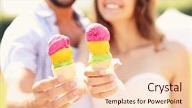  Presentation with ice cream cones - Slide deck featuring icecream - picture of a happy couple background and a lemonade colored foreground