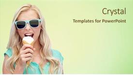  Presentation with junk food - Amazing slides having icecream - summer junk food and people backdrop and a soft green colored foreground