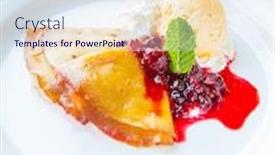  Presentation with pancake - Amazing slides having vanilla crepe cake topping - icecream pancake with raspberry dessert backdrop and a sky blue colored foreground