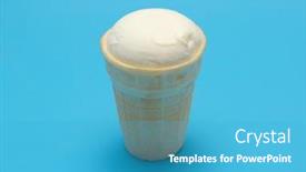  Presentation with blue - Audience pleasing PPT layouts consisting of icecream-white-in-waffle-cup backdrop and a teal colored foreground
