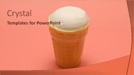  Presentation with pink white - PPT theme with icecream-white-in-waffle-cup background and a coral colored foreground