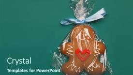  Presentation with gingerbread man - PPT layouts featuring iced-christmas-gingerbread-man-sugar background and a ocean colored foreground
